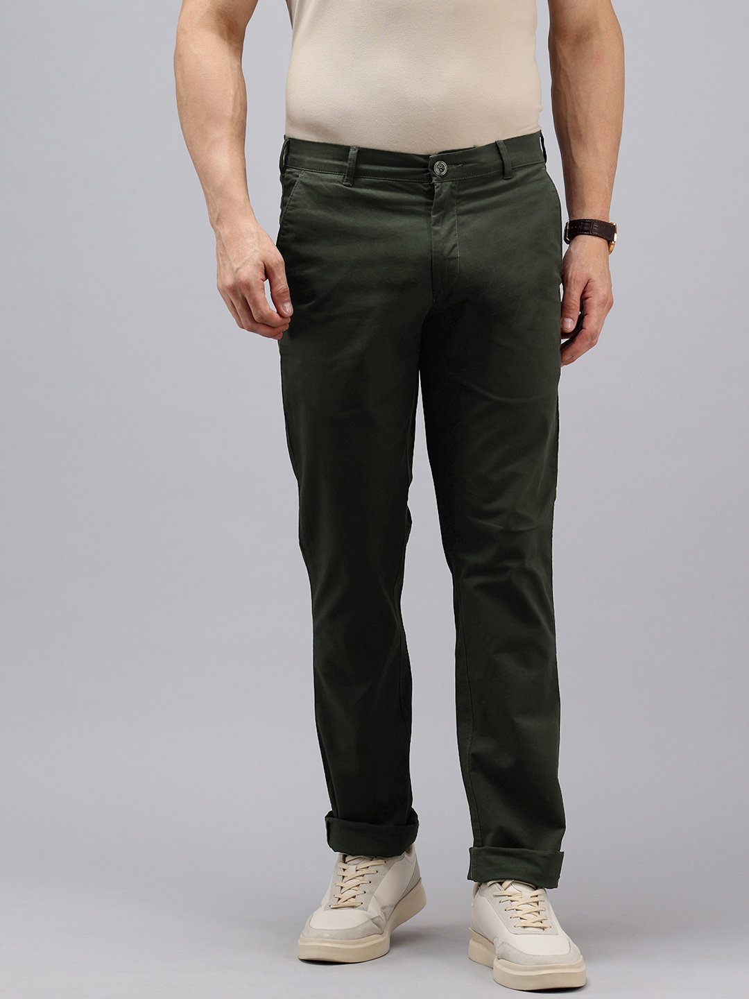 

ColorPlus Men Contemporary Fit Chinos Trousers, Olive
