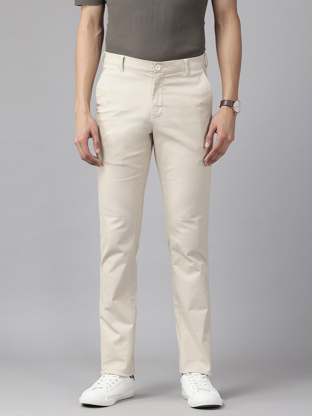 

ColorPlus Men Slim Fit Chino Trousers, Beige