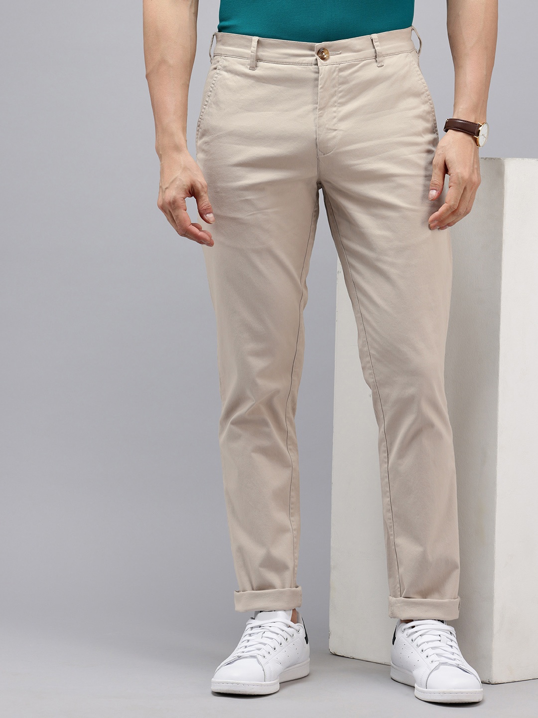 

ColorPlus Men Slim Fit Chinos Trousers, Beige