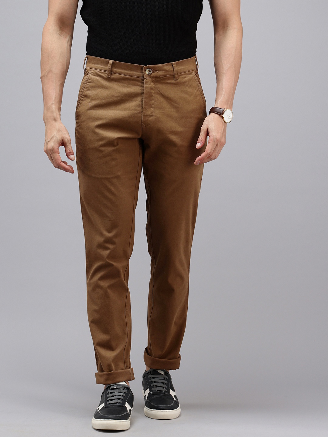 

ColorPlus Men Slim Fit Chinos Trousers, Khaki