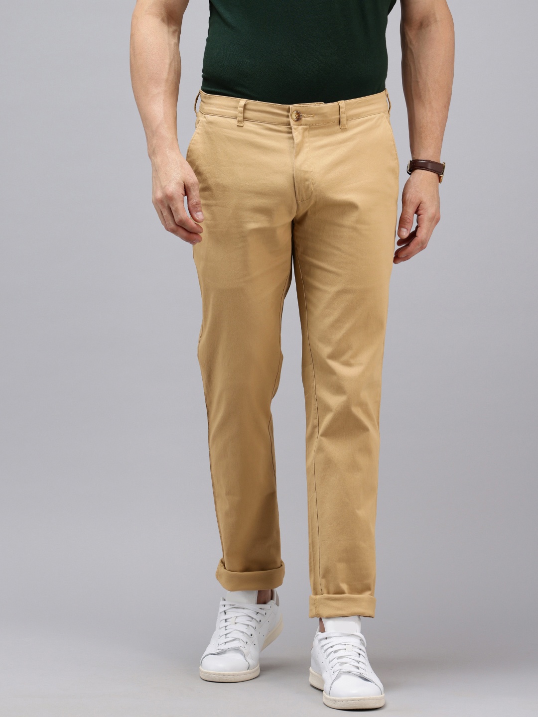 

ColorPlus Men Slim Fit Chinos Trousers, Khaki