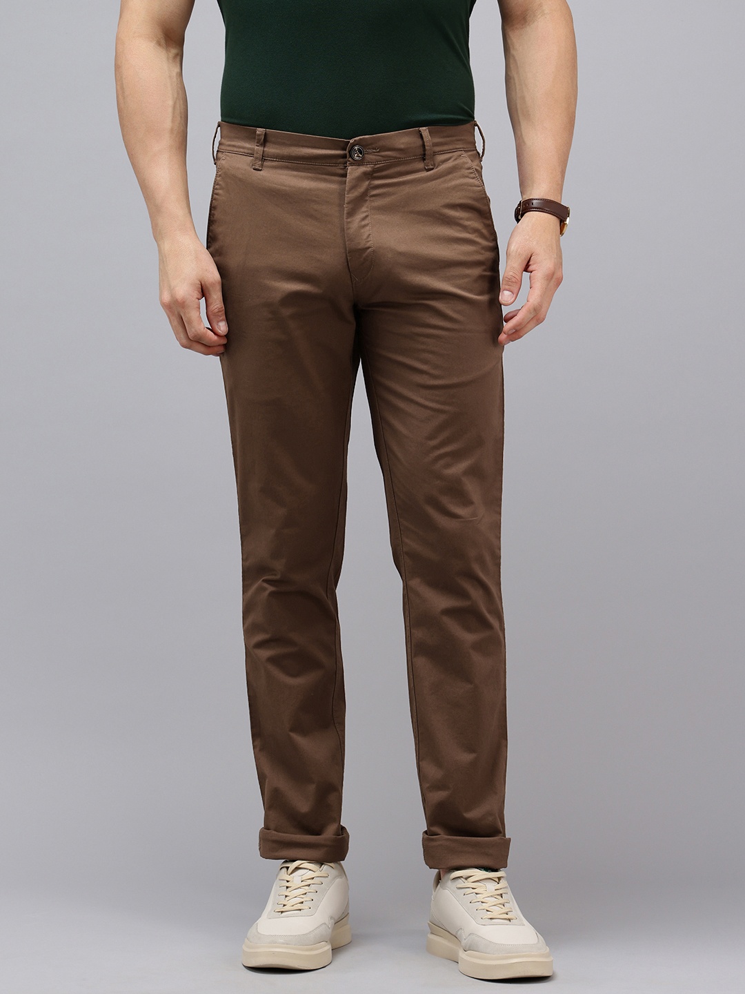 ColorPlus Men Regular Fit Trousers, Brown