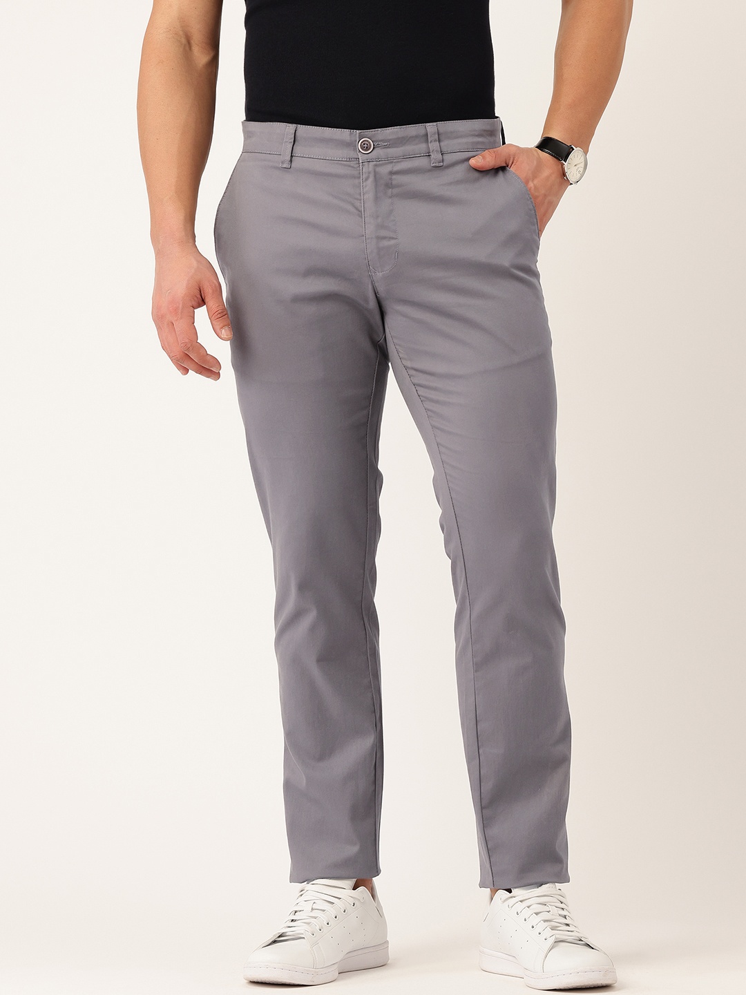 

Parx Men Tapered Fit Trousers, Charcoal