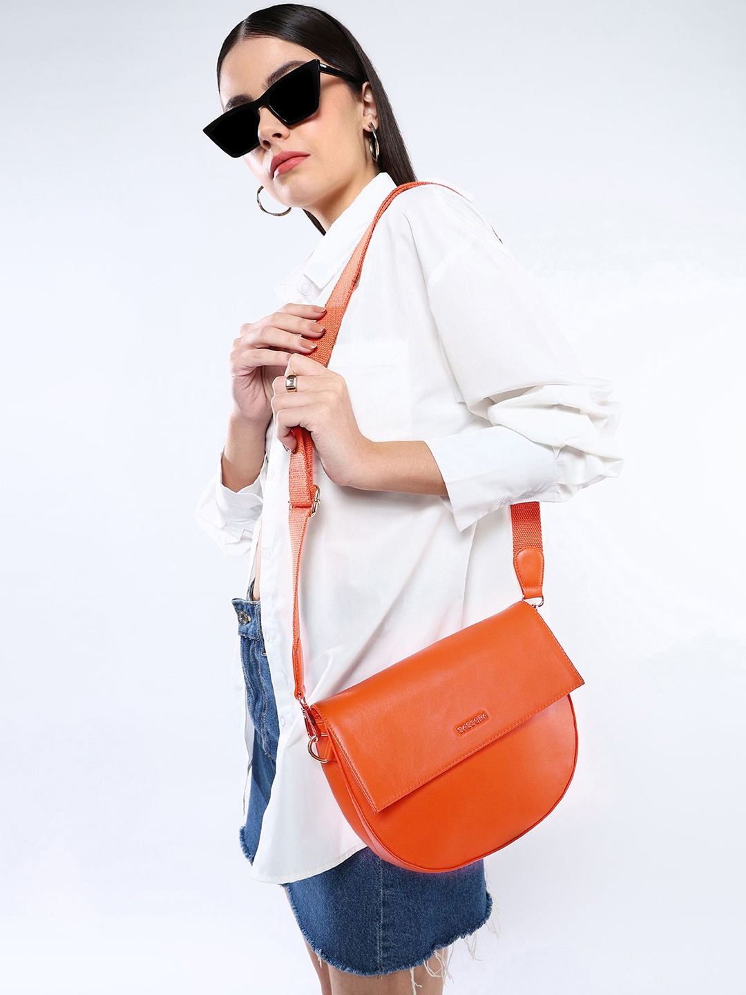 

Sassora Women Leather Sling Bag, Orange