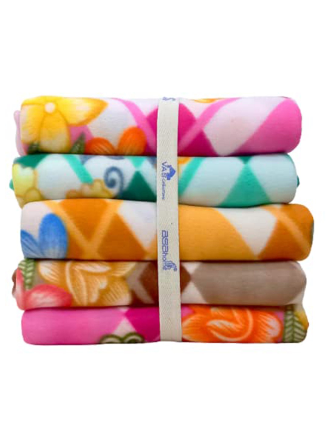 

bsb home Orange Colored & Red 5 Pieces Floral Printed AC Room 120 GSM Single Bed Blanket