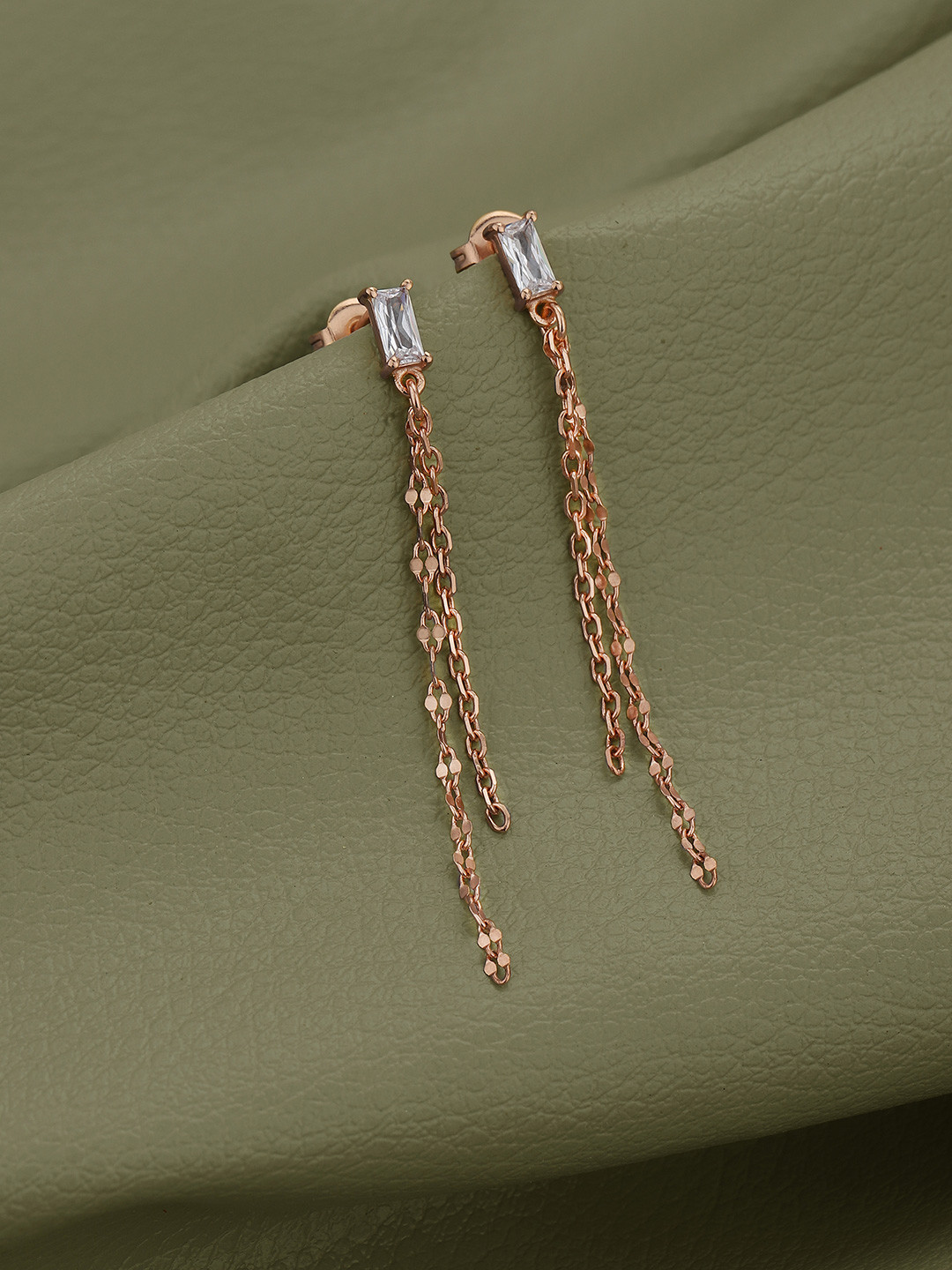 

Carlton London 18KT Rose Gold-Plated Cubic Zirconia Stone Studded Drop Earrings