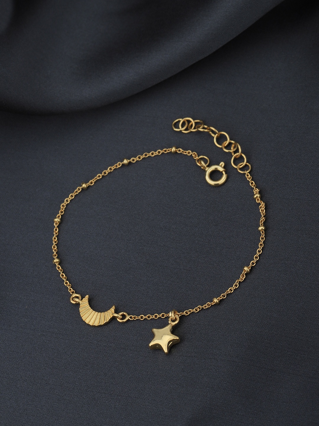 

Carlton London 18kt Gold Plated with Moon & Star Charm Bracelet