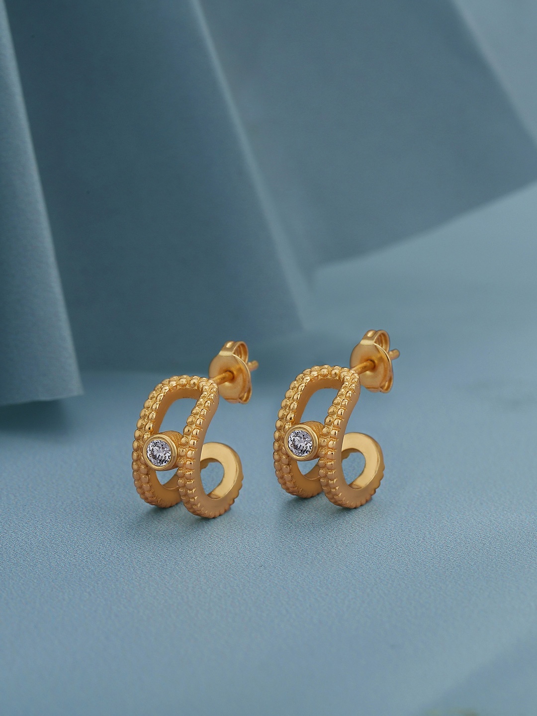 

Carlton London 18KT Gold-Plated Cubic Zirconia Studded Circular Half Hoop Earrings