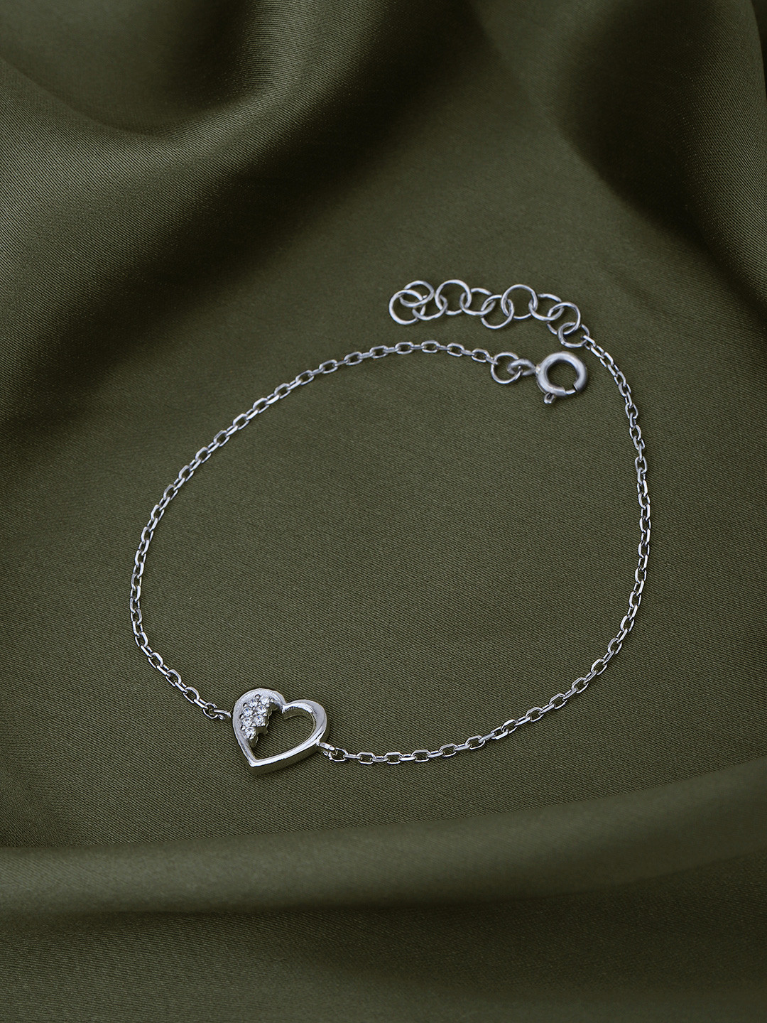 

Carlton London Rhodium-Plated Cubic Zirconia Charm Bracelet, Silver