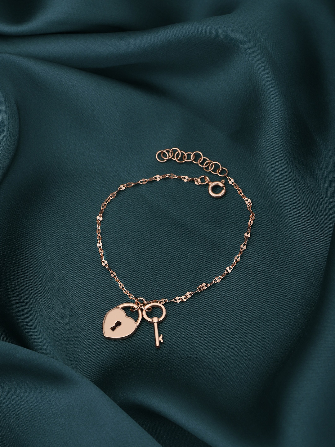 

Carlton London 18kt Rose Gold Plated Lock and Key Charm Bracelet