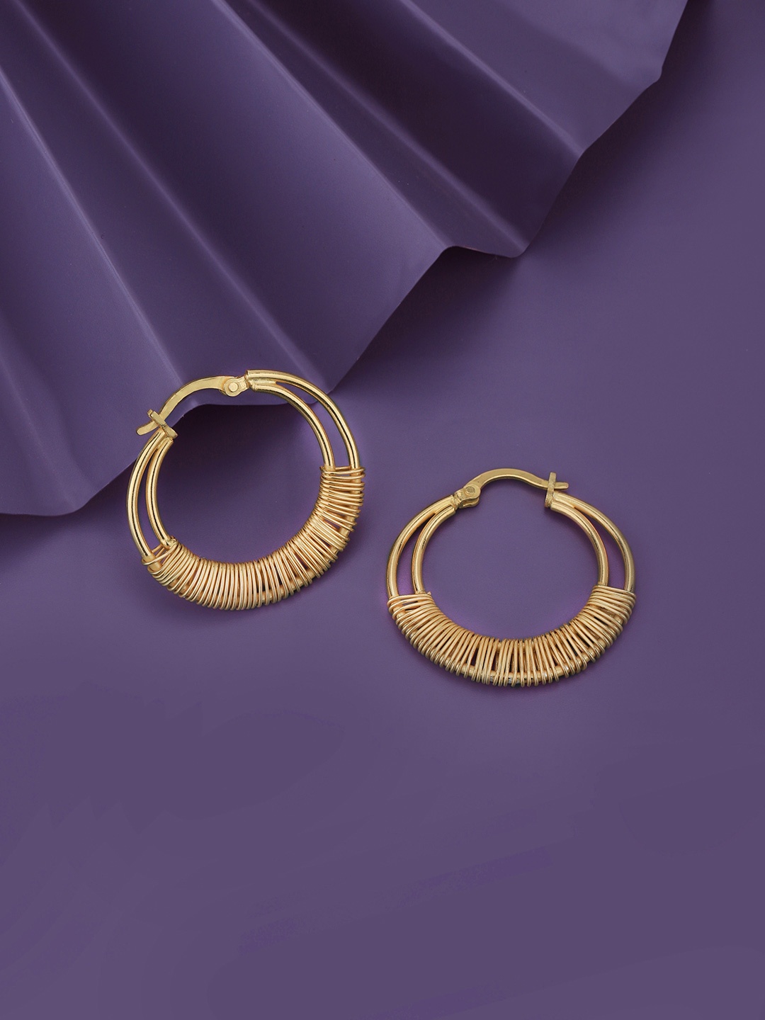 

Carlton London 18KT Gold-Plated Circular Fancy Hoop Earrings