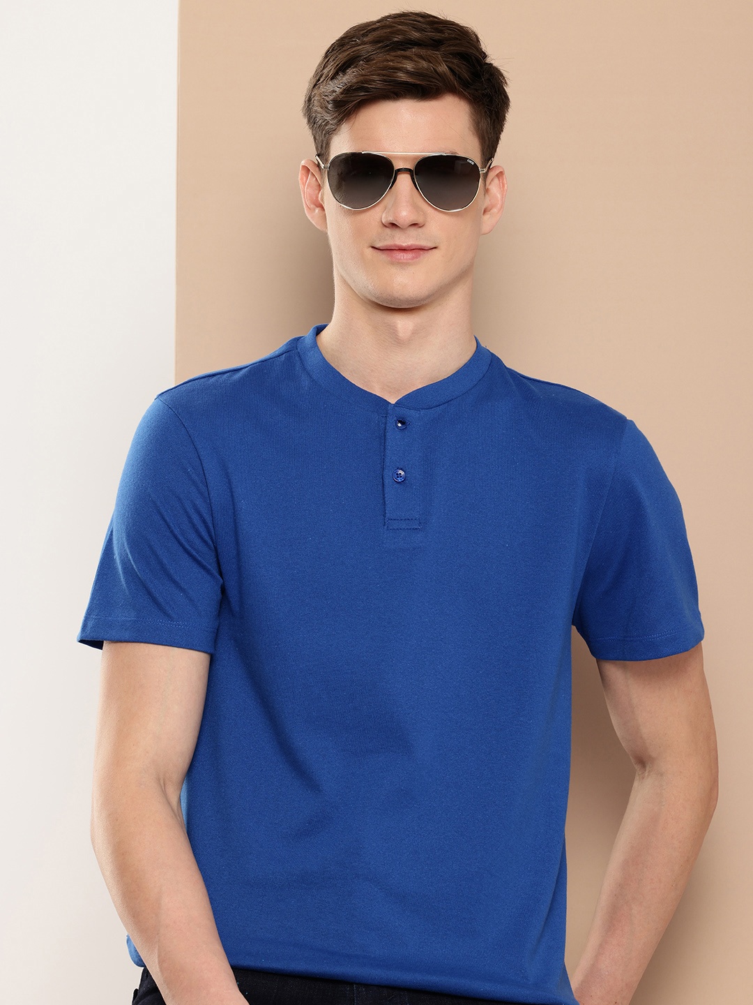 

encore by INVICTUS Cowl Neck Regular T-shirt, Blue