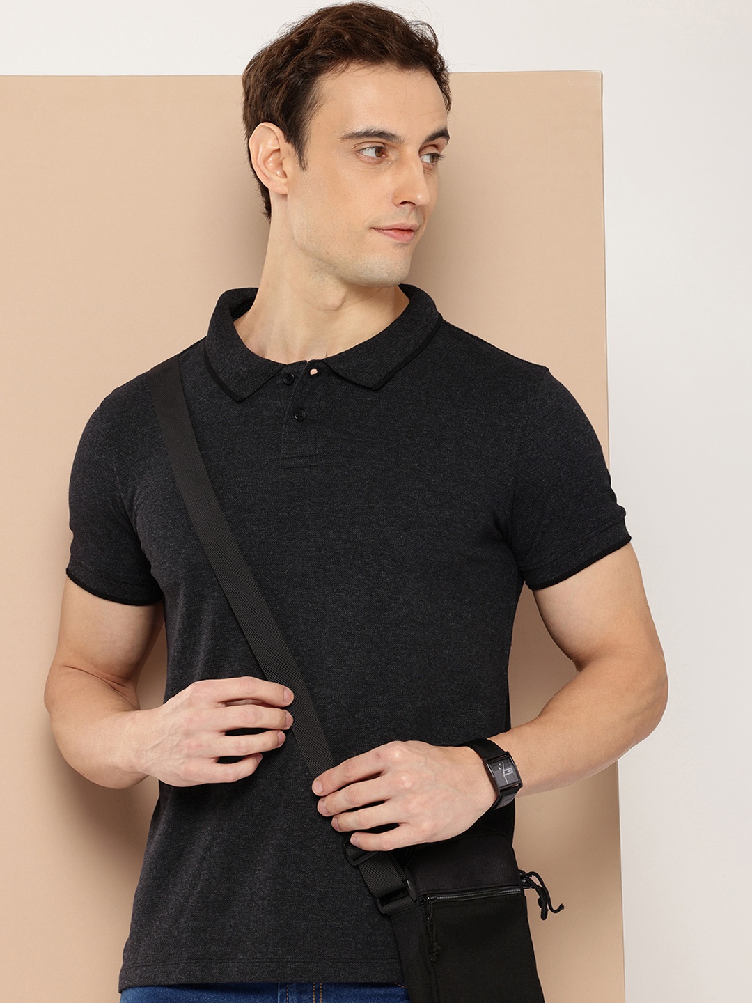 

encore by INVICTUS Polo Collar Regular T-shirt, Black