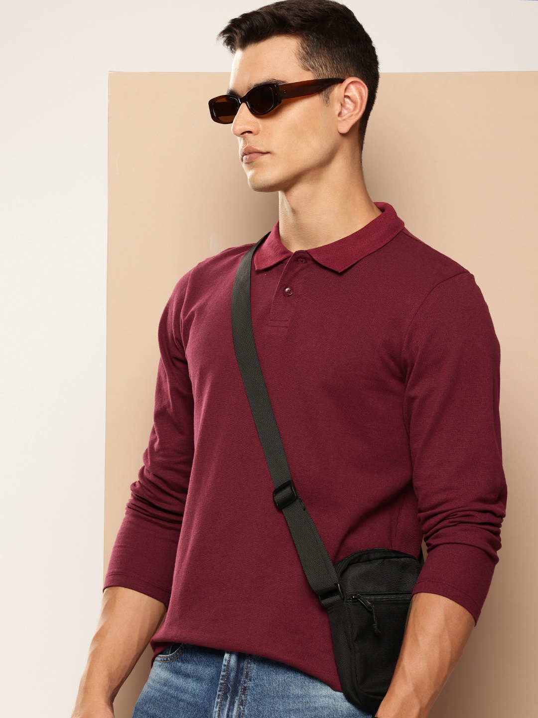 

encore by INVICTUS Solid Polo Collar T-shirt, Maroon