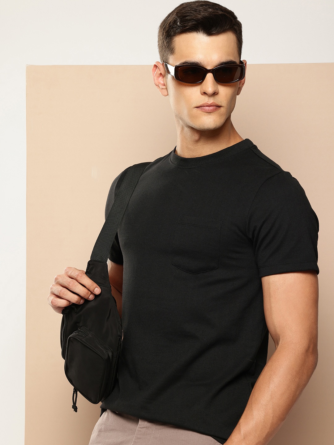 

encore by INVICTUS Round Neck Slim Fit T-shirt, Black
