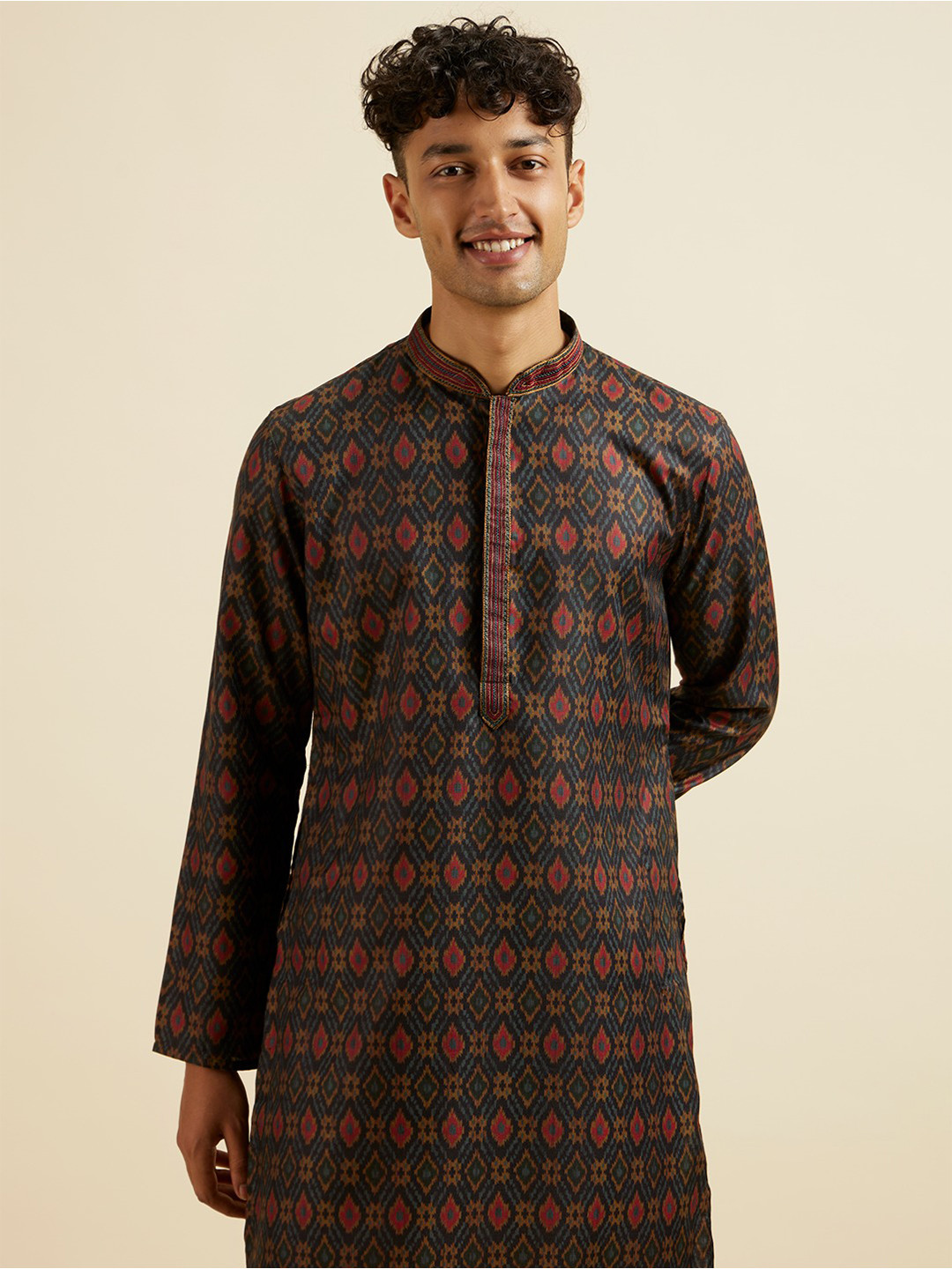 

Manyavar Ethnic Motifs Woven Design Straight Kurta with Churidar, Blue