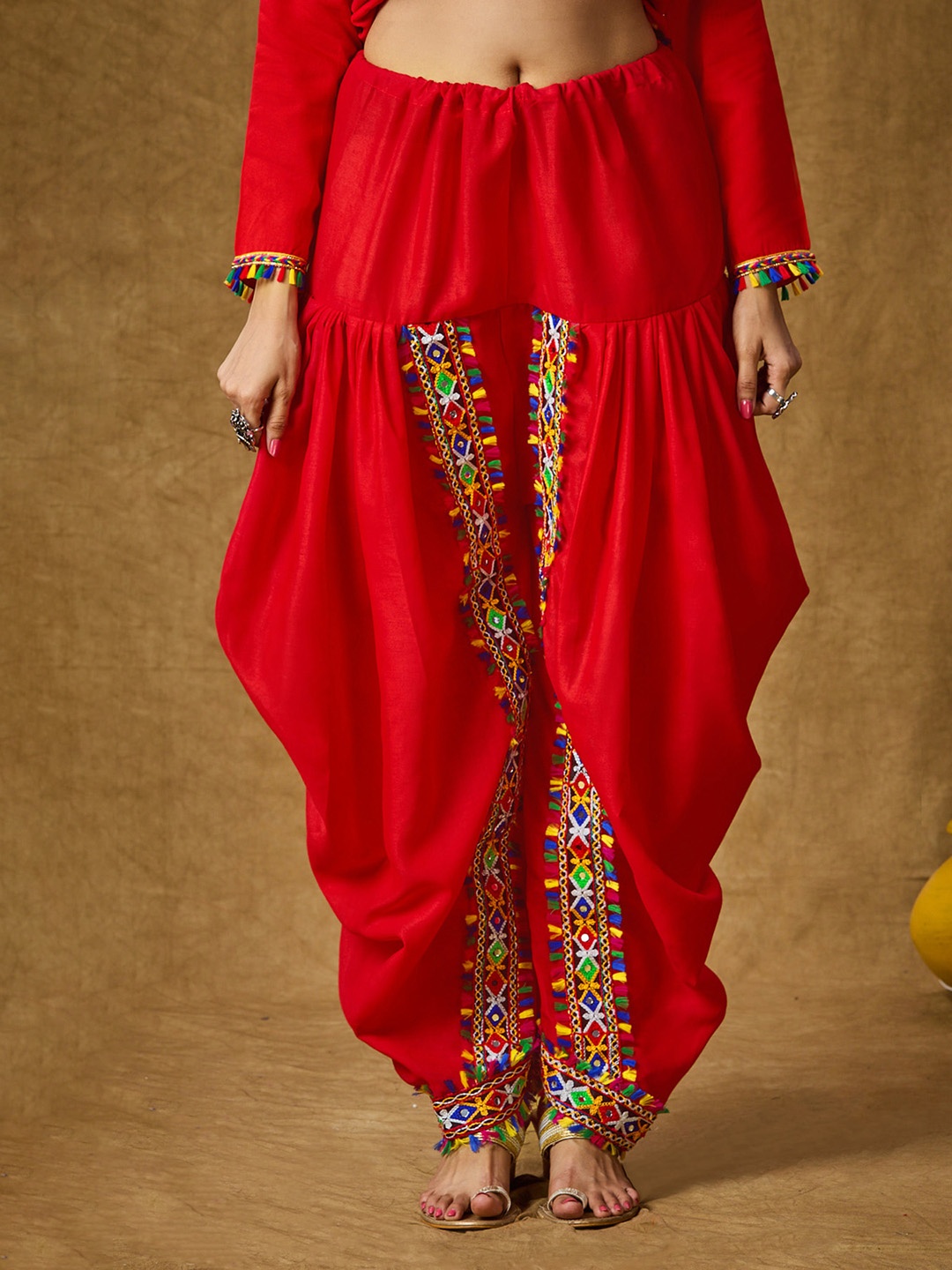 

SALWAR STUDIO Women Embroidered Dhoti Pant, Red