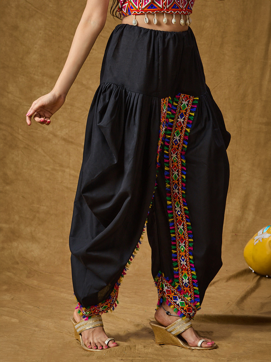 

SALWAR STUDIO Women Embroidered Dhoti Pant, Black