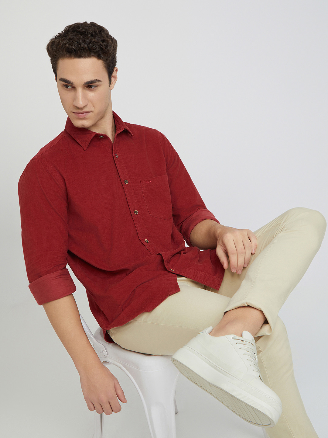 

ColorPlus Men Opaque Casual Shirt, Red