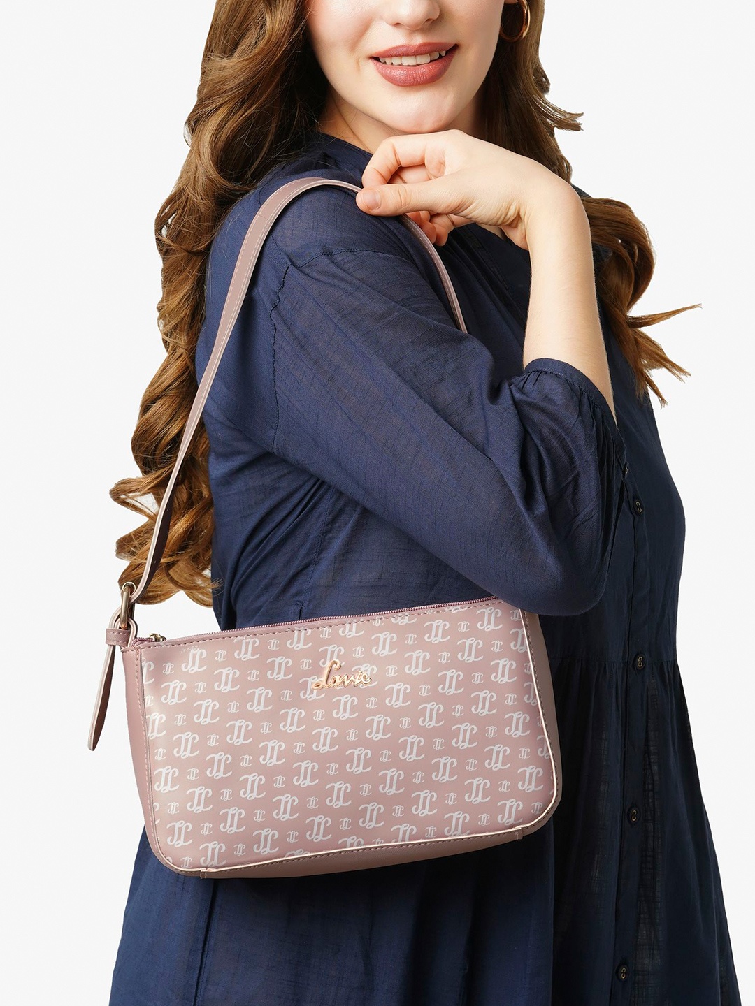 

Lavie Ember Monogram Brand Logo Print Shoulder Bag, Pink