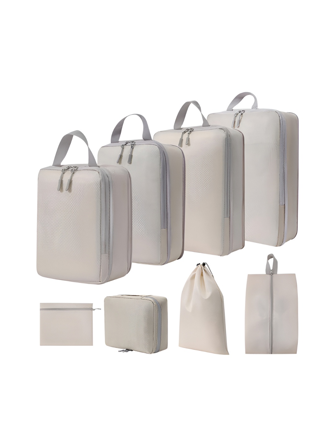 

HOUSE OF QUIRK Beige 8 Pieces Compressible Travel Essential Organizers