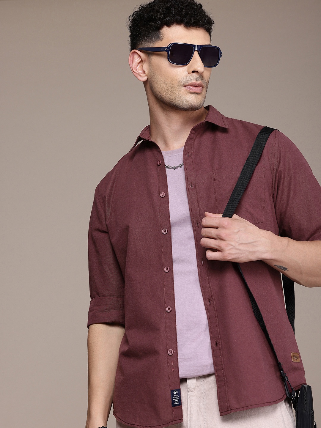 

Roadster Men Premium Linen Cotton Casual Shirt, Maroon