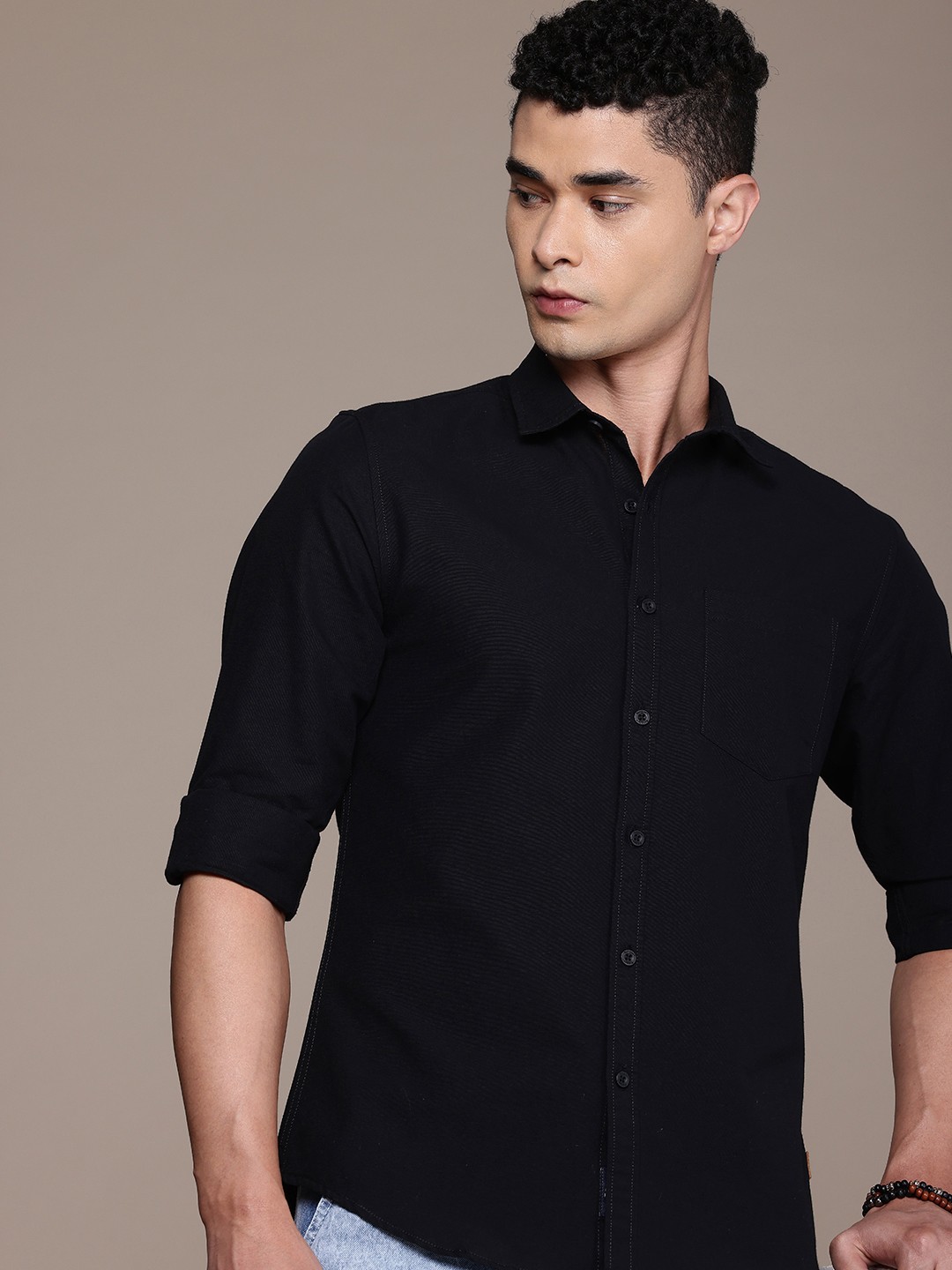 

The Roadster Lifestyle Co. Premium Opaque Casual Shirt, Black