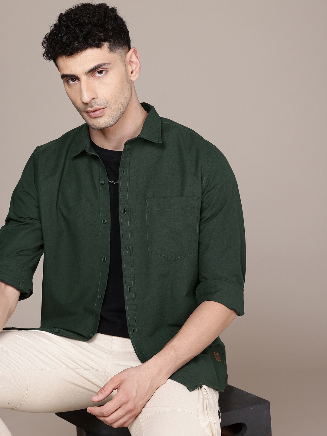 

The Roadster Lifestyle Co. Premium Opaque Casual Shirt, Green