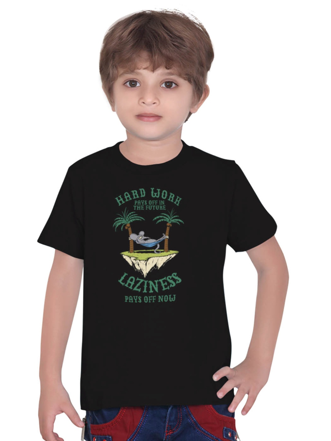 

Tantra Kids Cotton Typography Printed T-shirt, Black