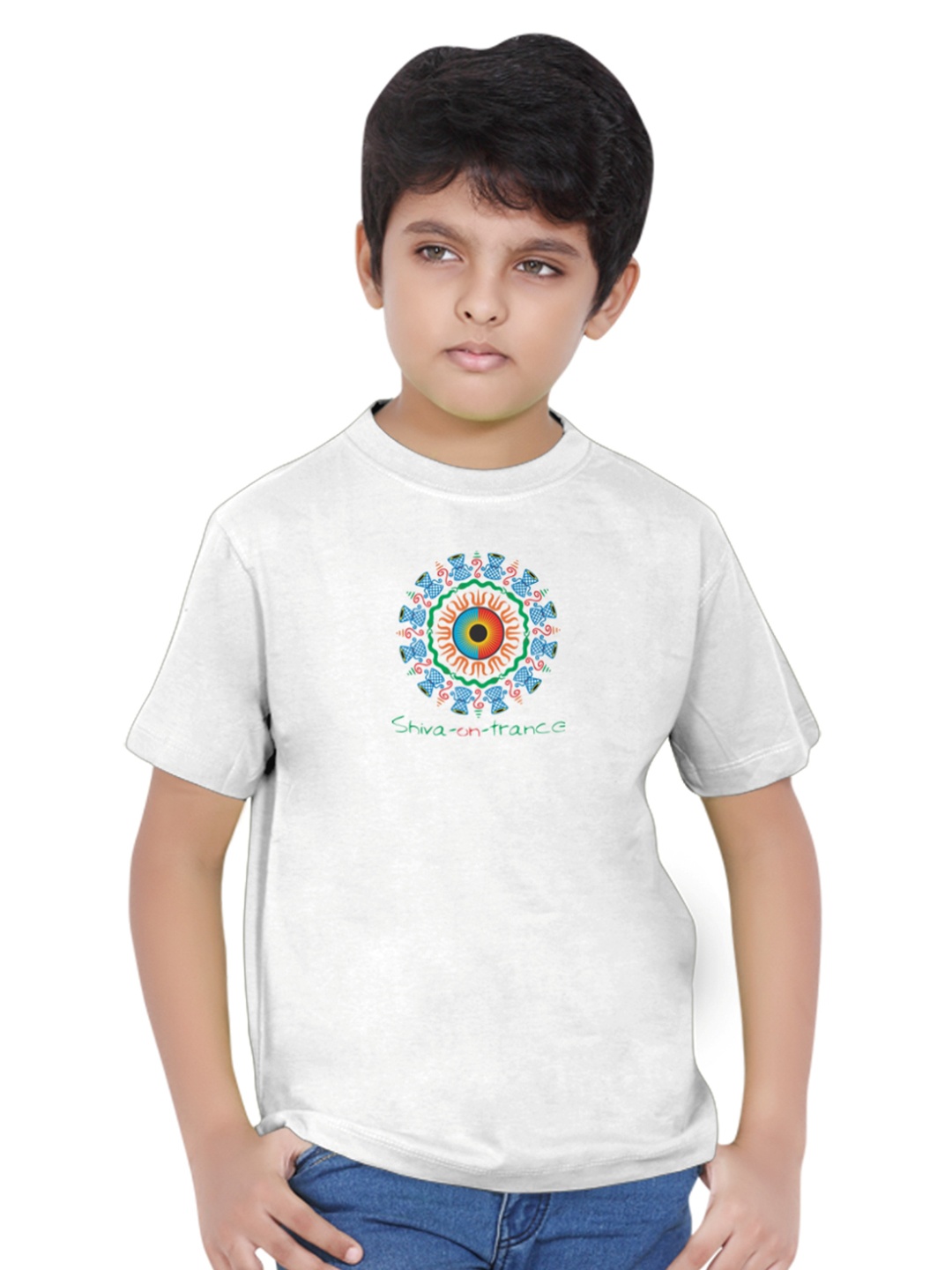 Tantra Kids Cotton Round Neck Typography Printed T-shirt, White