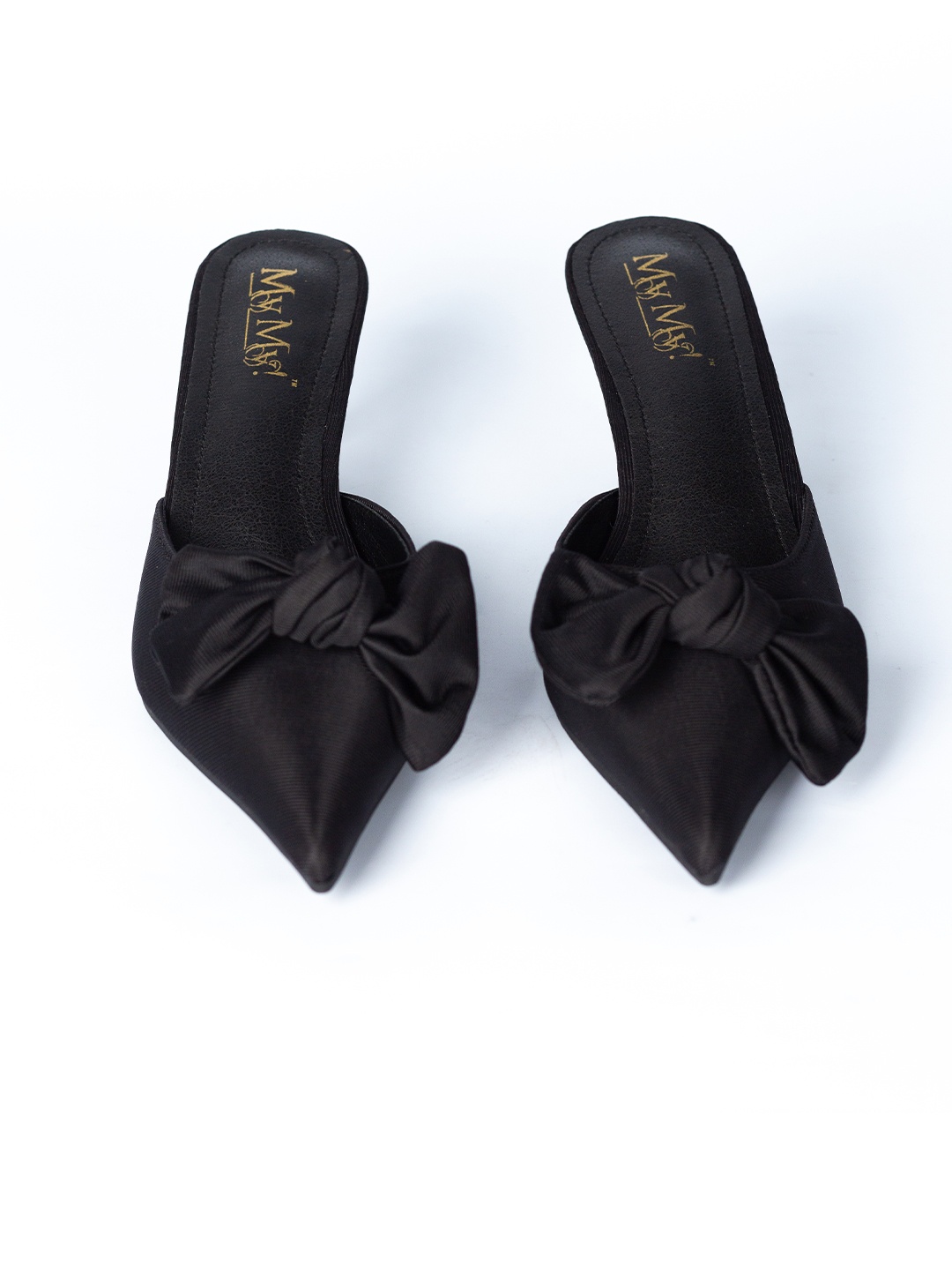 

MyMy footwear Bow Detailed Slim Heel Mules, Black