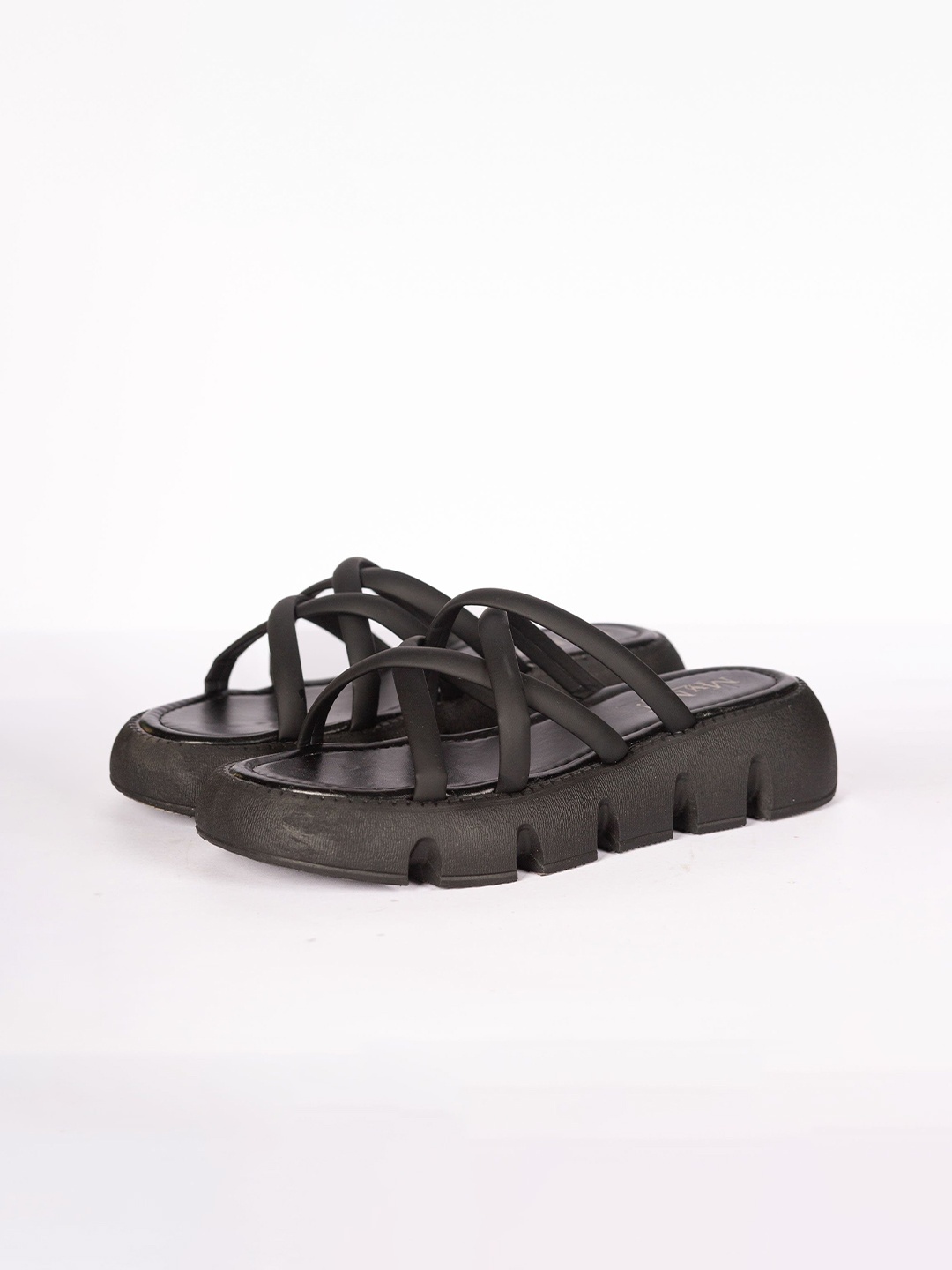 

MyMy footwear Women Solid Platform Sandals, Black