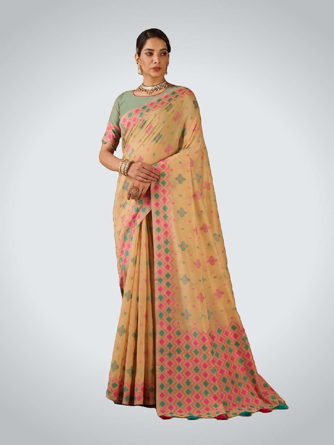 

SARHA Pure Cotton Saree, Beige