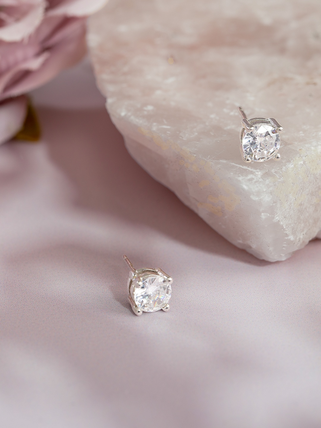 

Avyana 925 Sterling Silver Round CZ Stud Earrings, White