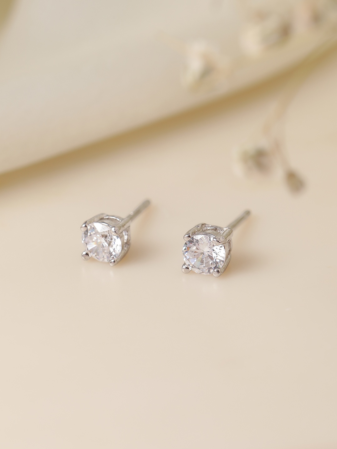 

Avyana 925 Sterling Silver Round CZ Stud Earrings, White