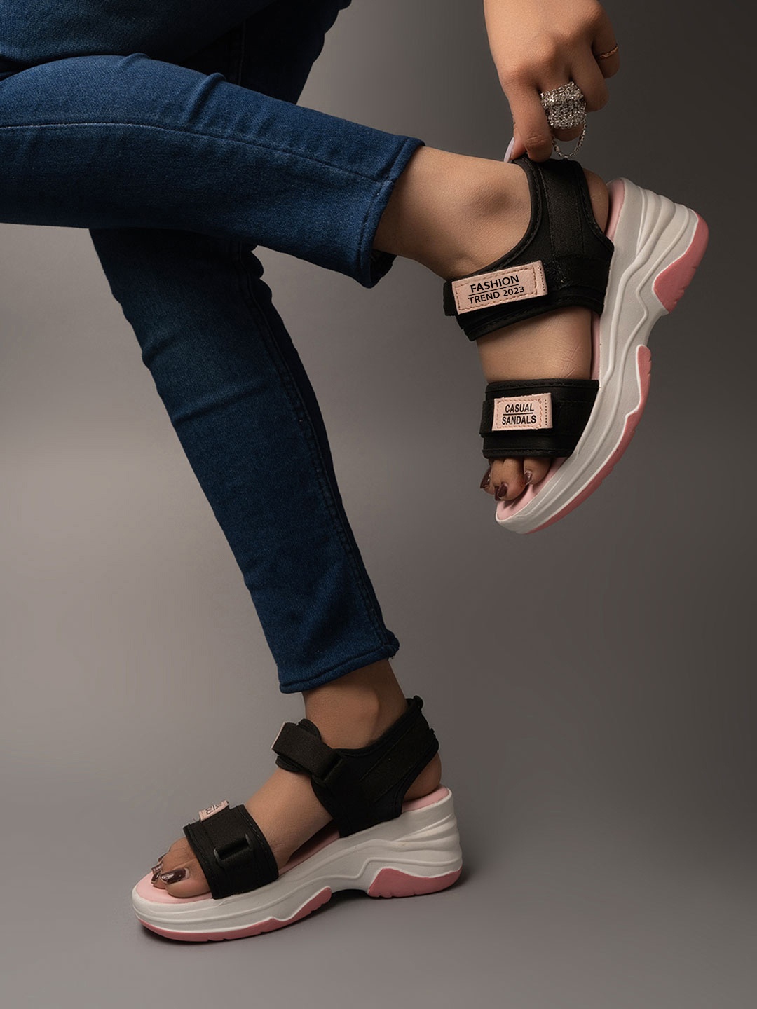 

Stylestry Women Backstrap Solid Platform Sandals, Pink
