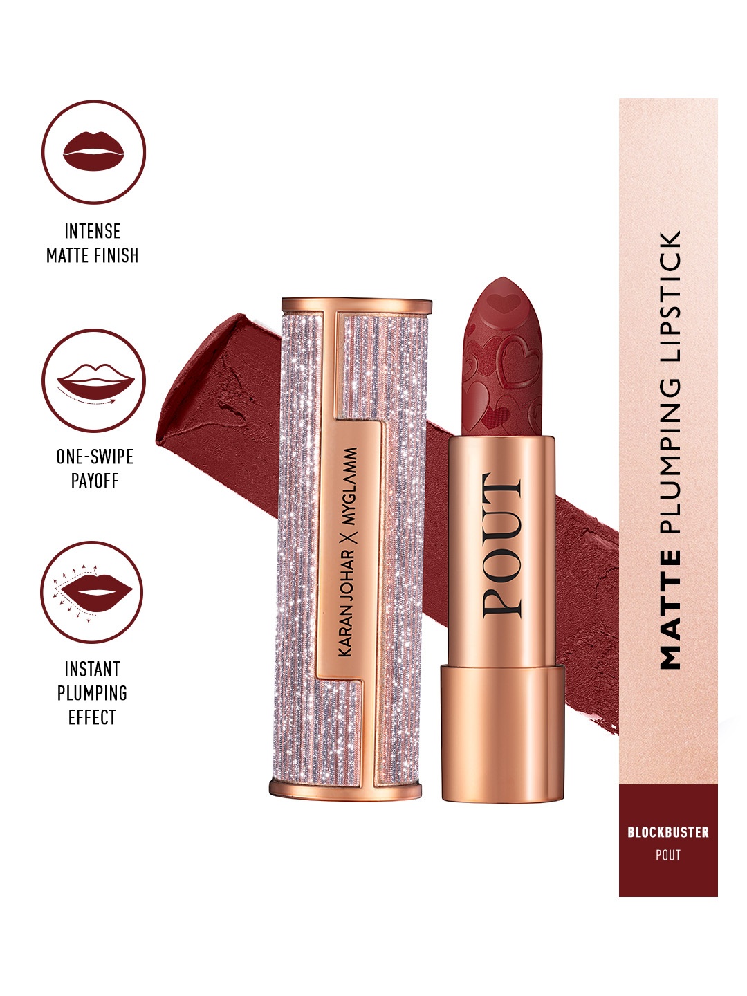

MyGlamm POUT By Karan Johar Matte Plumping Lipstick -4g - Candid Pout, Coffee brown