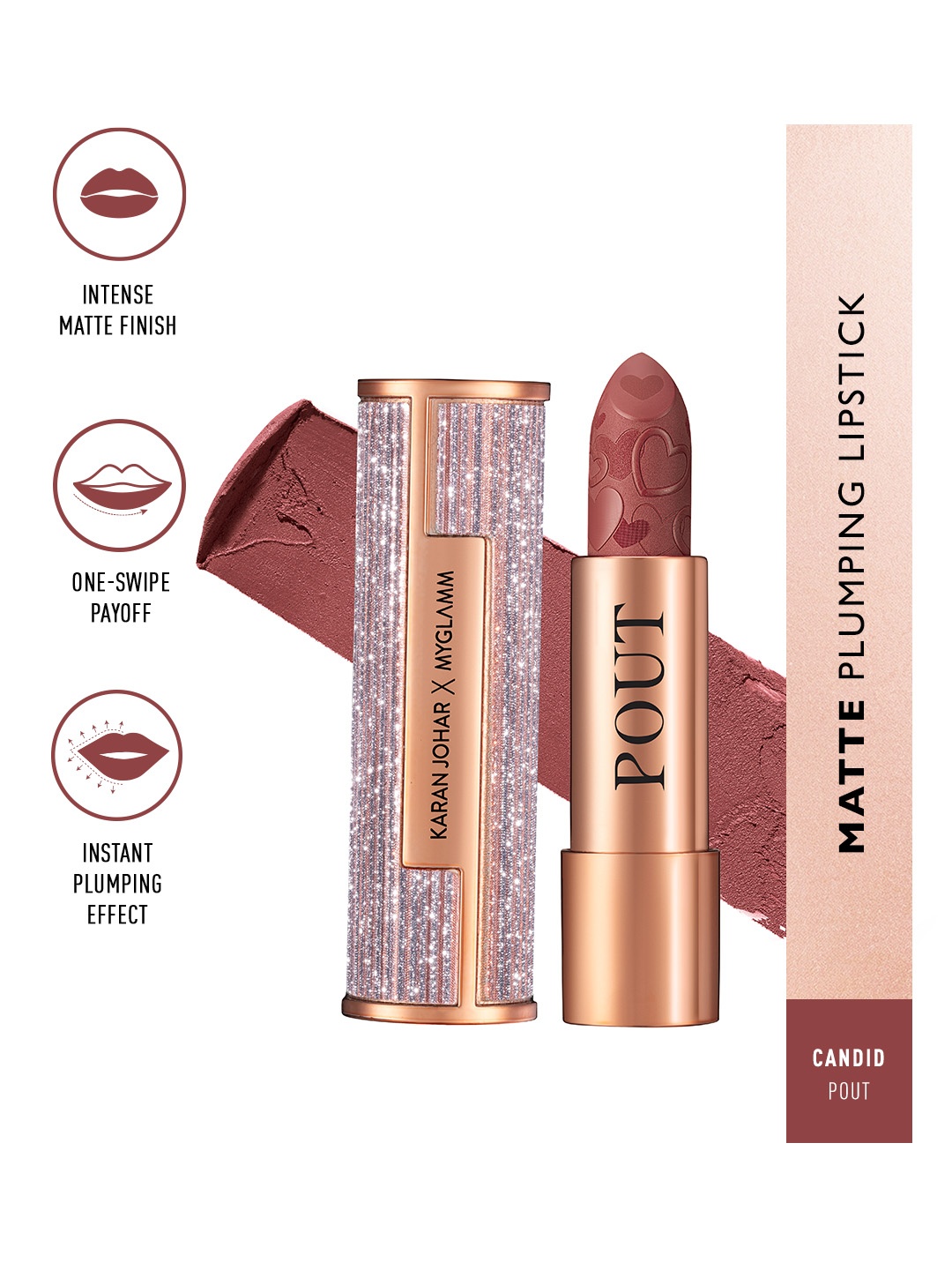 

MyGlamm POUT by Karan Johar Matte Plumping Lipstick-4g- Blockbuster Pout, Red