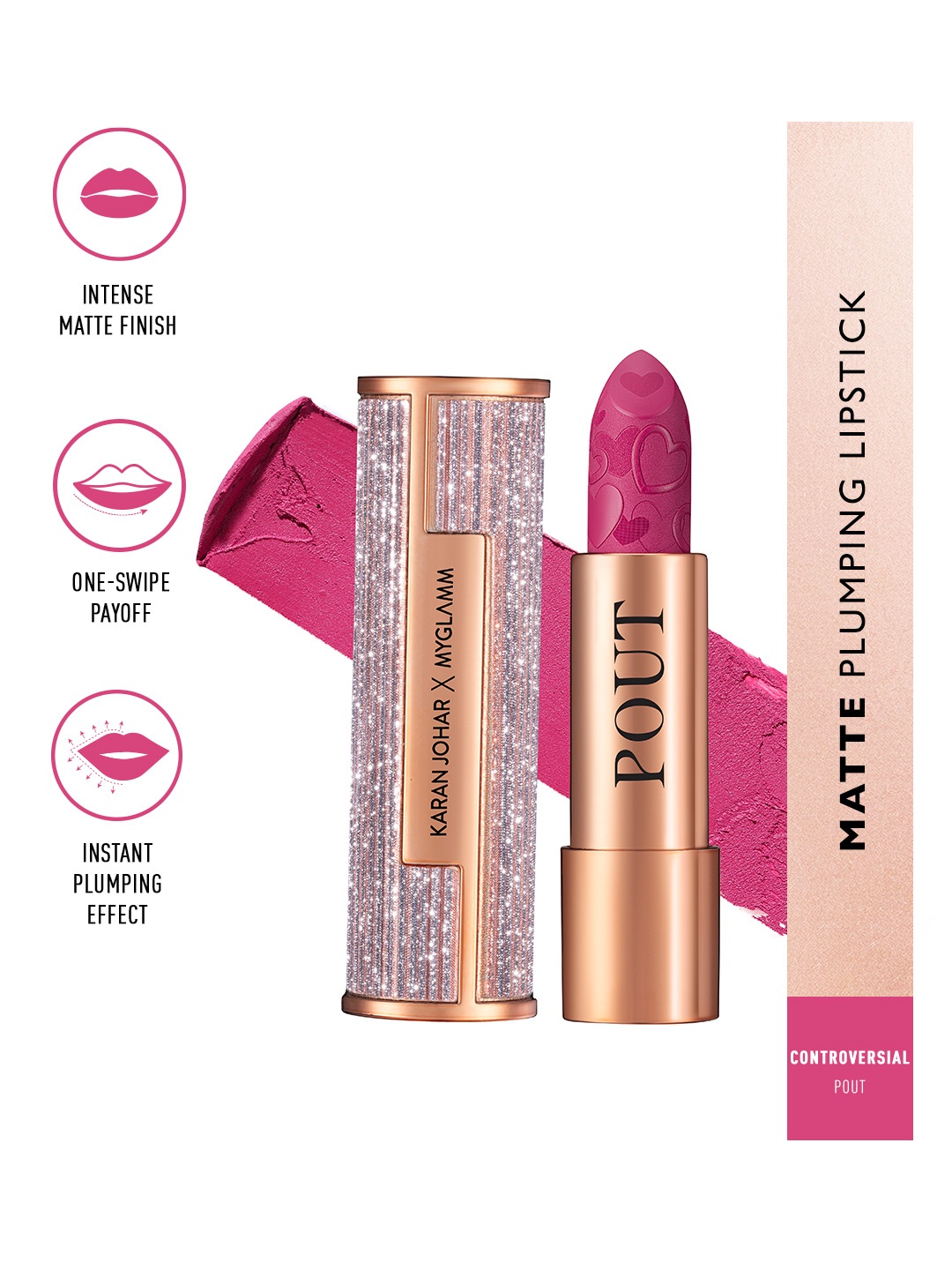 

MyGlamm POUT By Karan Johar Matte Plumping Lipstick-4g-Diva Pout, Purple