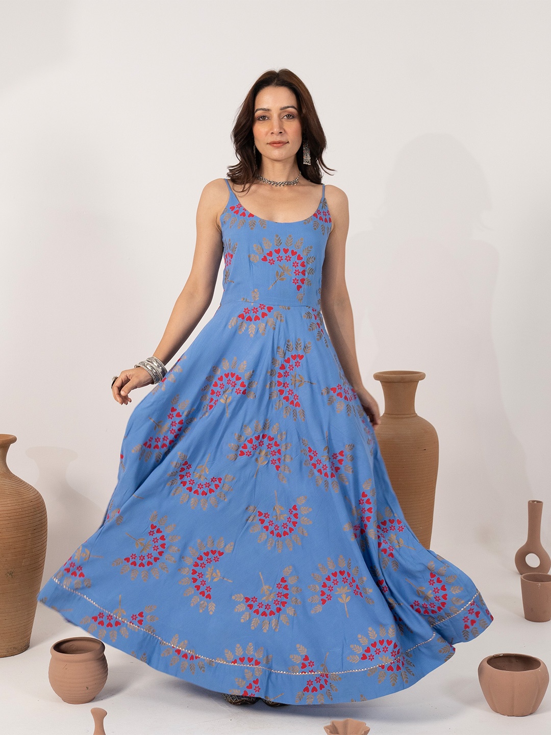 

Seryeon Women Floral Printed Maxi Dress, Blue