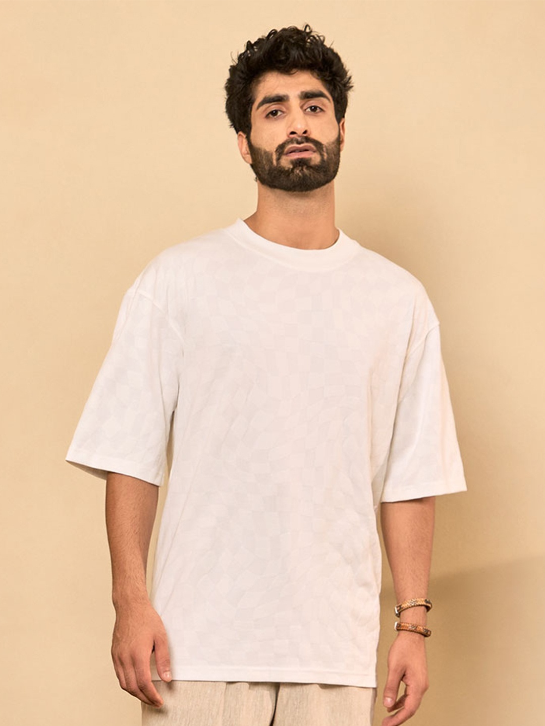 

KINGDOM OF WHITE Men Drop-Shoulder Sleeves Oversized T-shirt, Off white