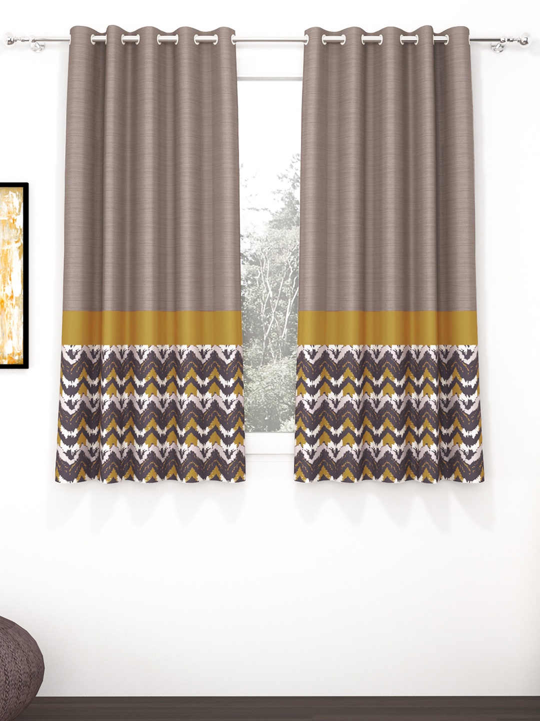 

Story@home Camel Brown & Beige 2 Pieces Room Darkening Window Curtain