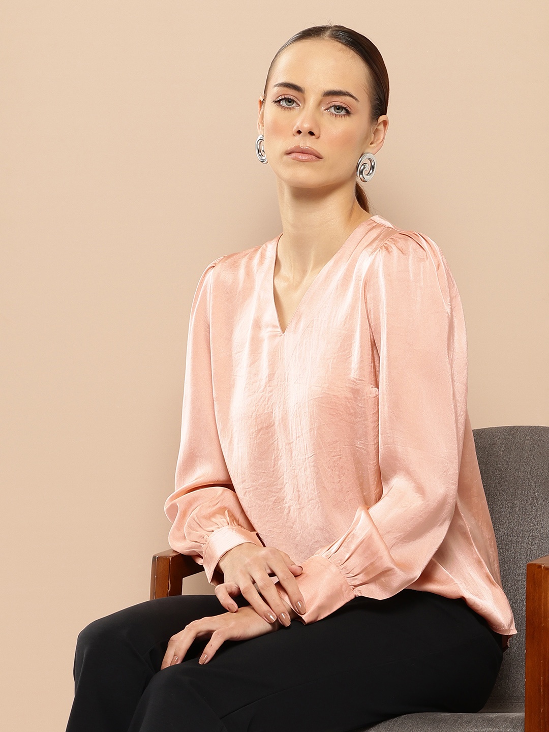 

her by invictus Relaxed Fit Solid Top, Peach