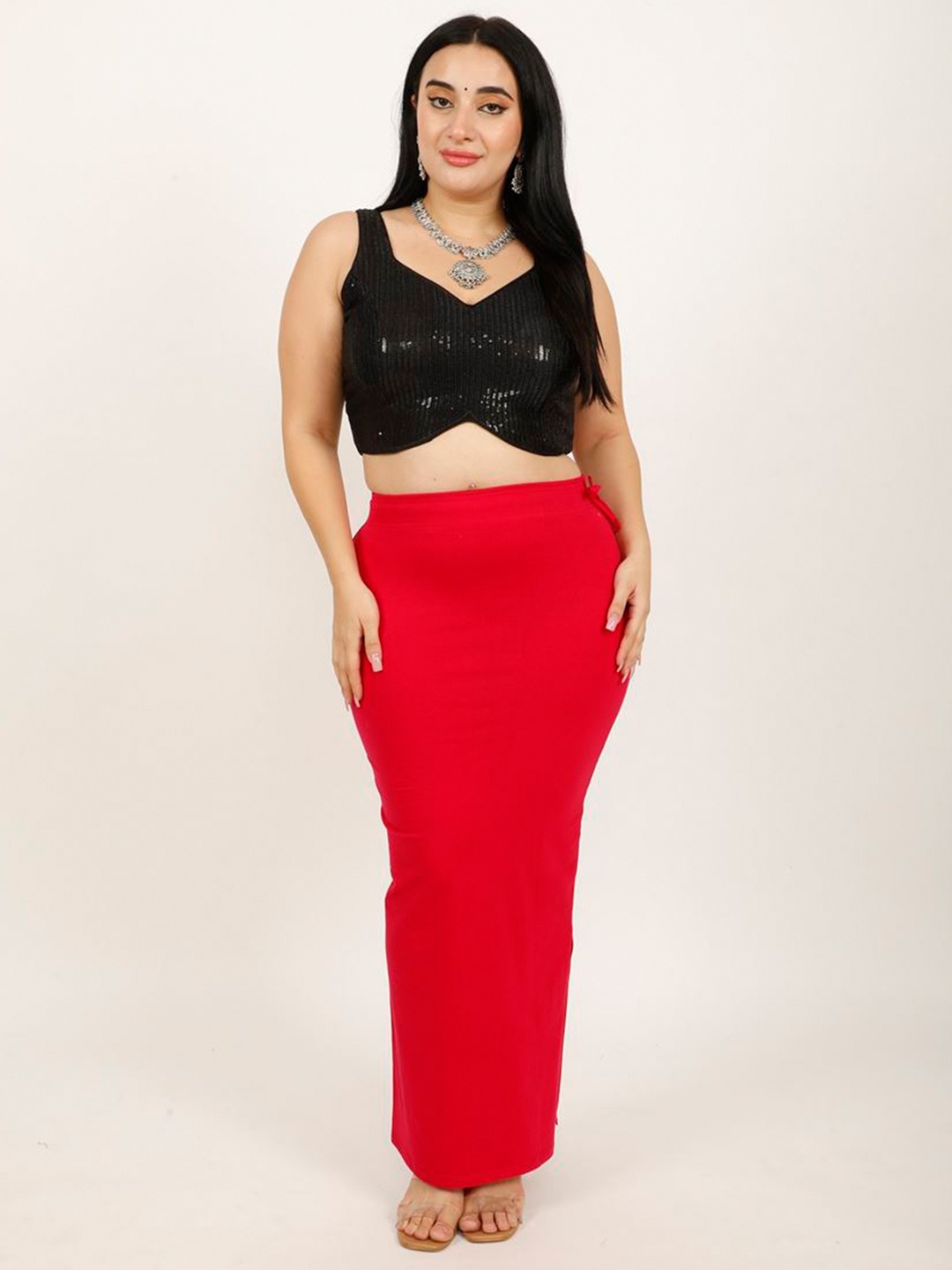 

DUNBERRY LONDON Premium Bamboo Cotton Lycra Seamless Saree Shapewear, Red