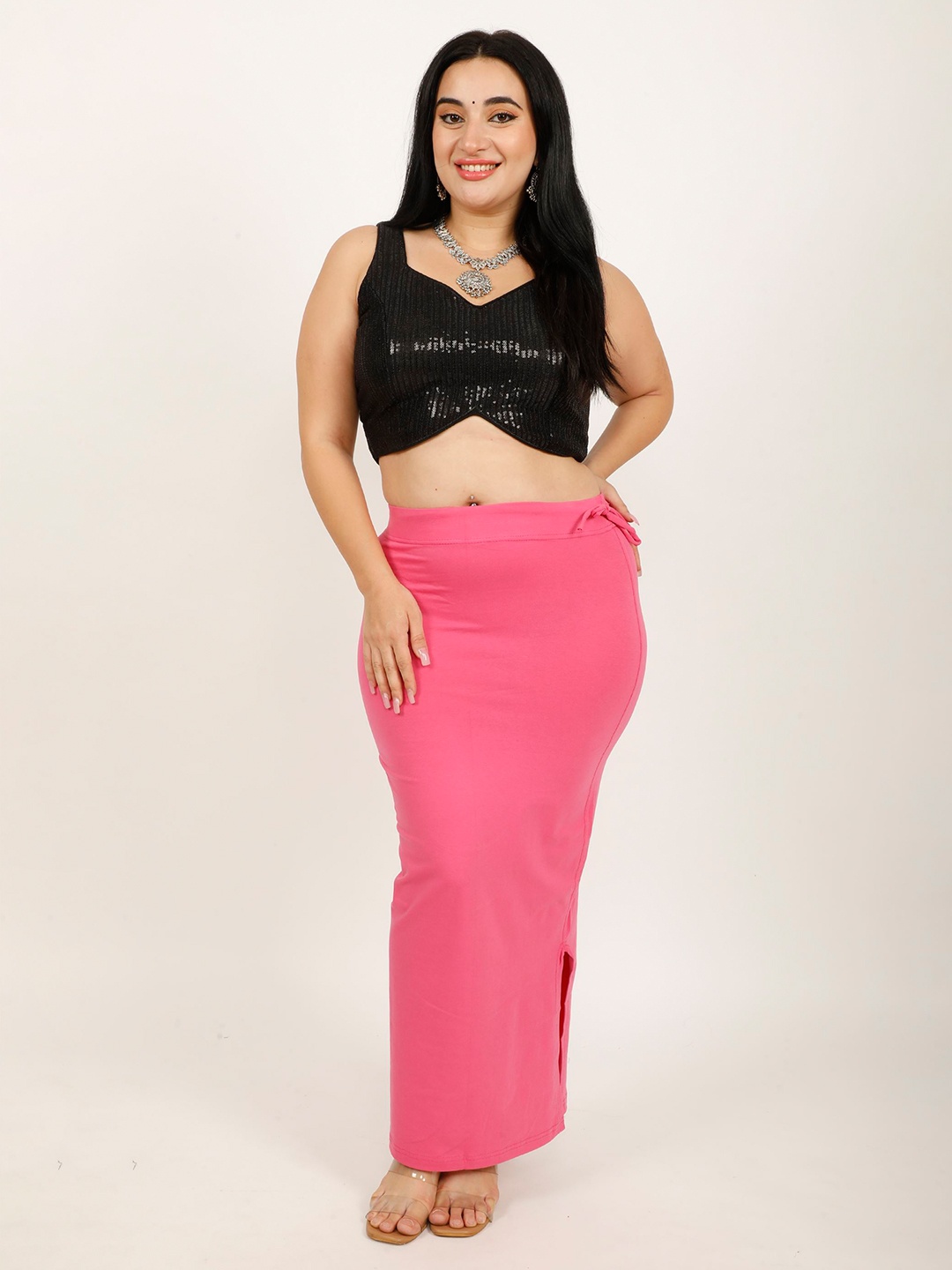

DUNBERRY LONDON Premium Bamboo Cotton Lycra Seamless Saree Shapewear, Pink