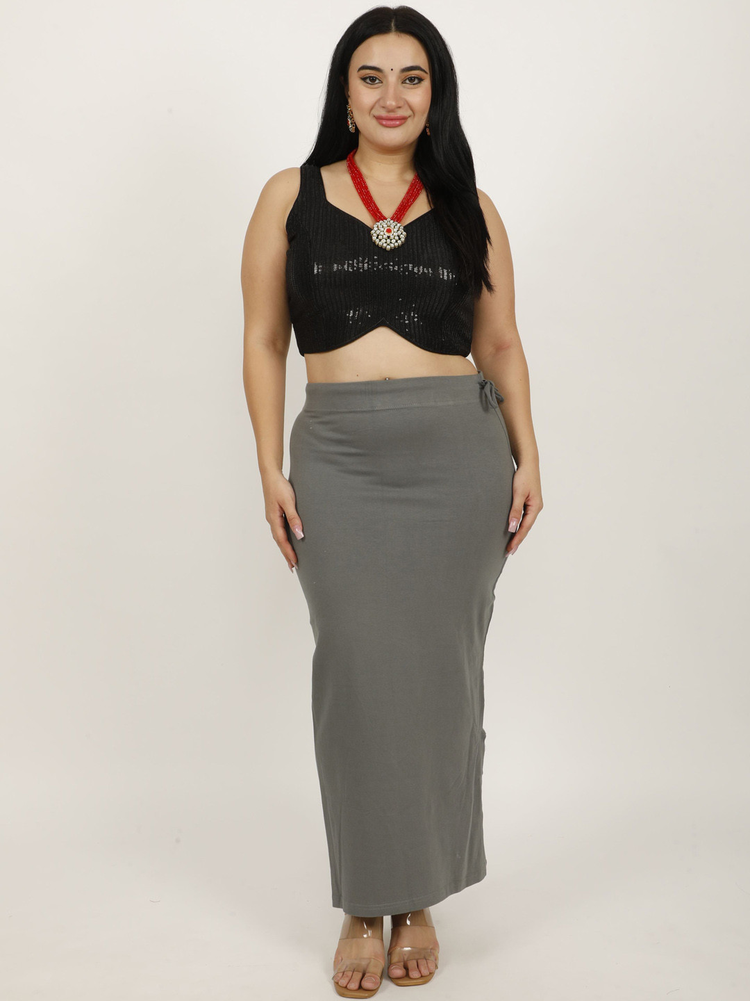 

DUNBERRY LONDON Premium Bamboo Cotton Lycra Seamless Saree Shapewear, Grey