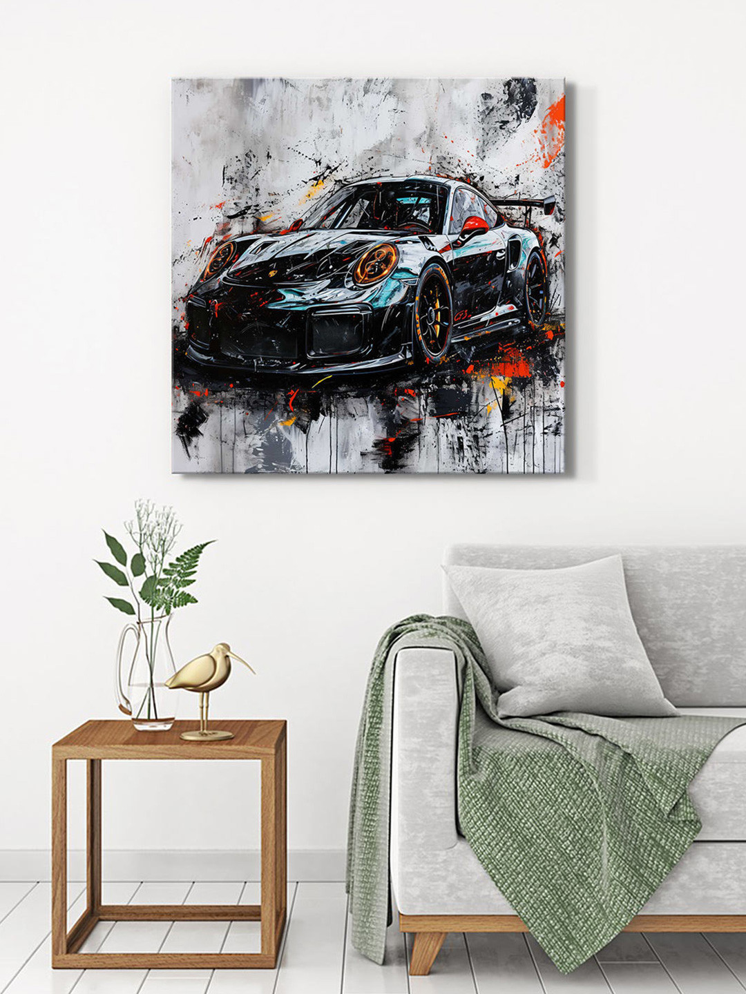 

999Store Grey & Black Canvas Abstract Wall Painting