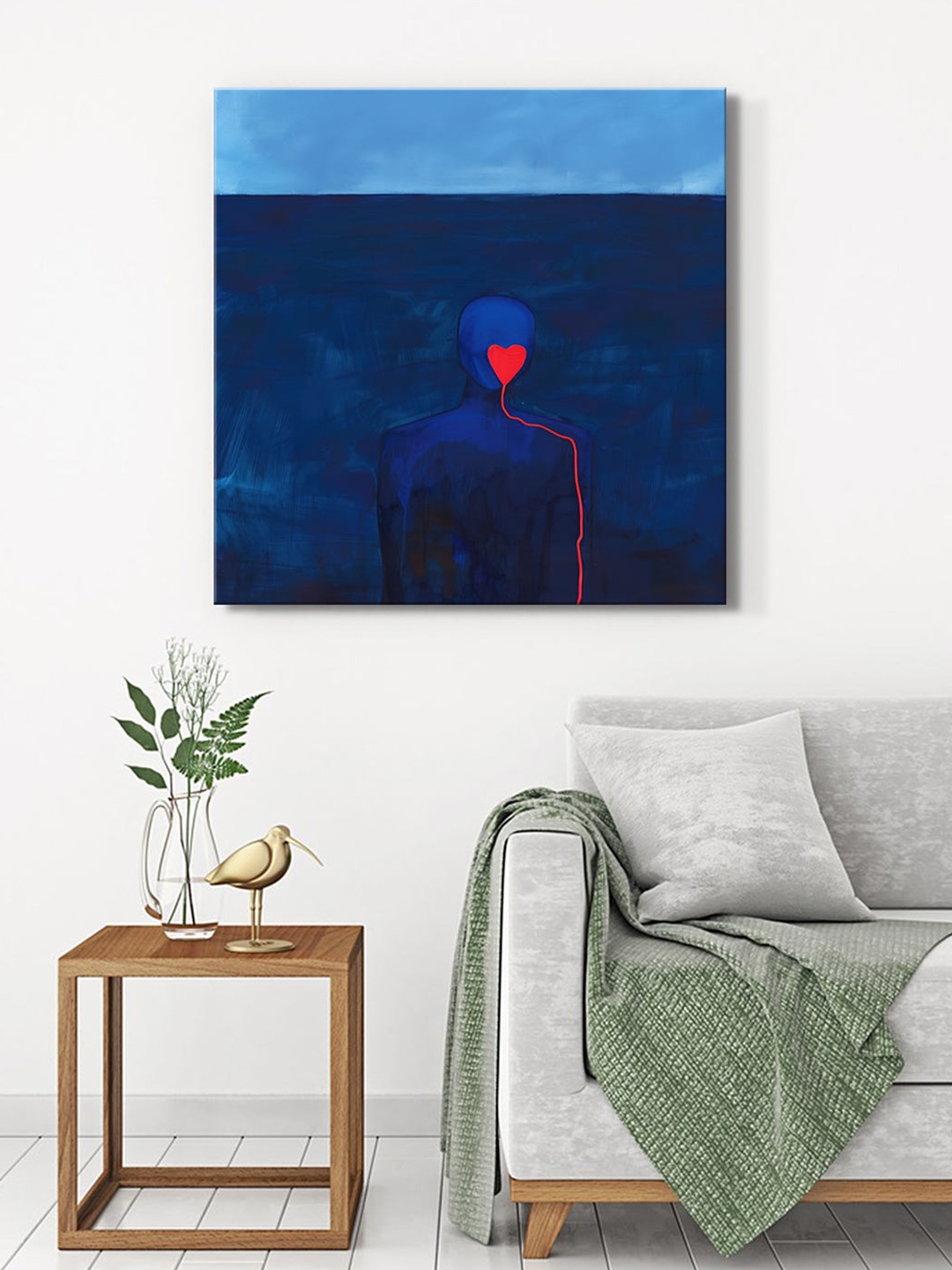 

999Store Blue & Red Ocean Heart Canvas Wall Art