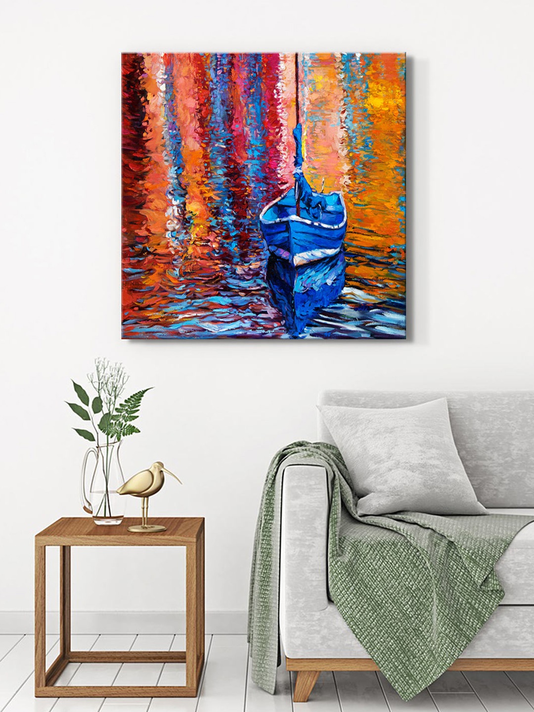 

999Store Blue & Orange Boat Canvas Wall Art
