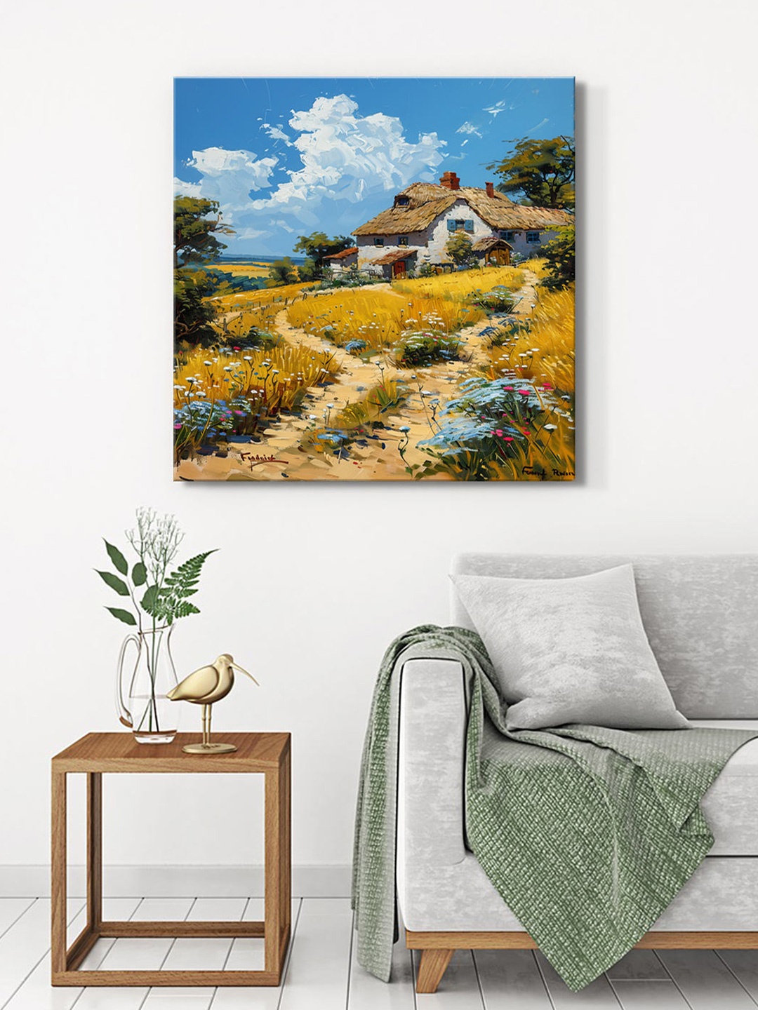 

999Store Brown & Blue Countryside Cottage Canvas Wall Art